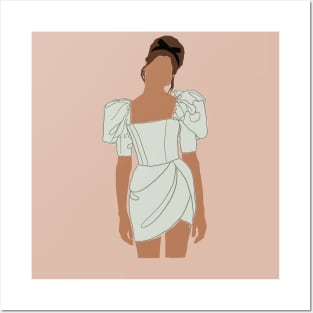 Illustration of a silhouette of a girl in a dress Posters and Art